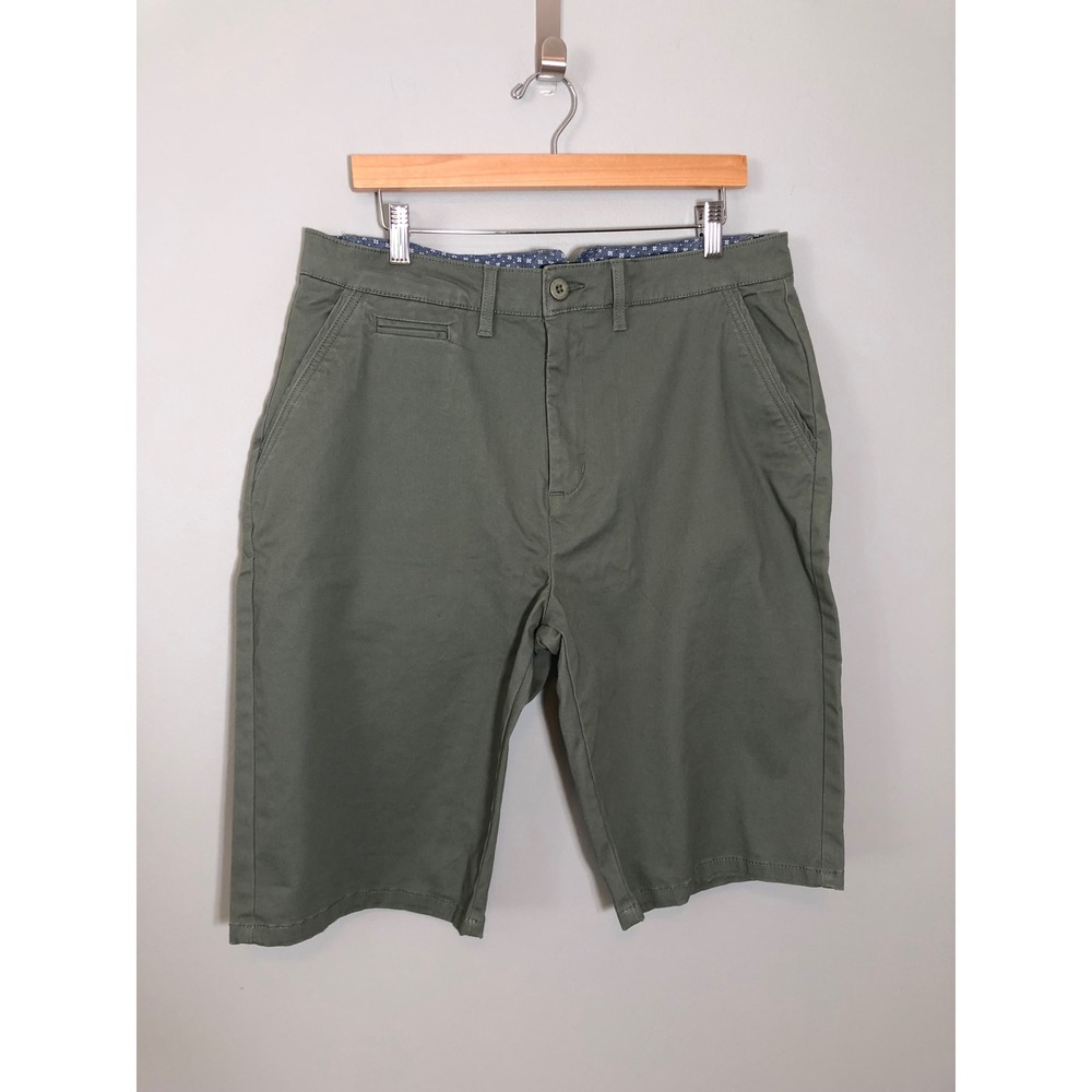 American Tall Chino Shorts Mens 36T Olive Green Stretch Cotton